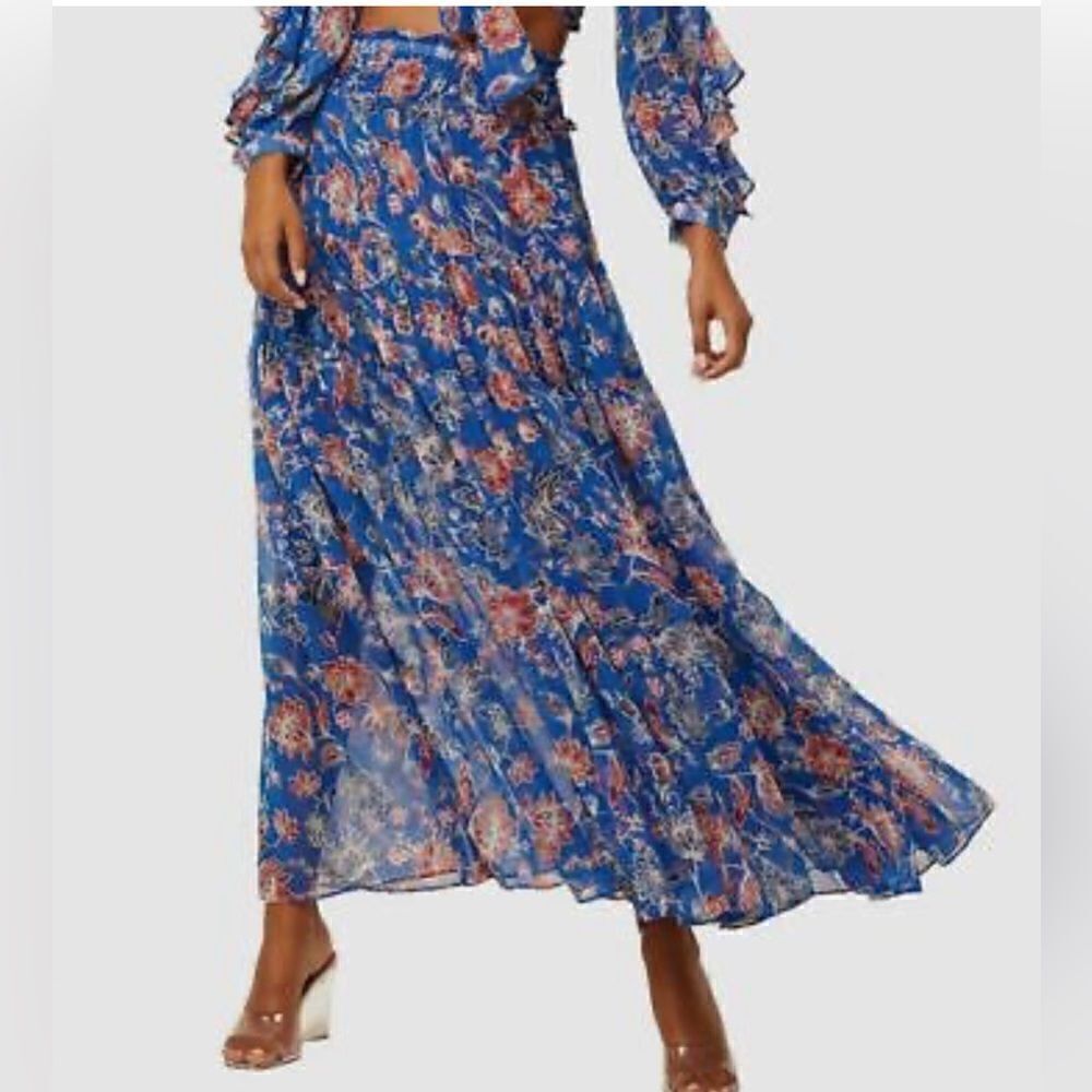 REVOLVE x MISA Allesia sheer maxi skirt  in blue floral Size SMALL. NWT - Picture 3 of 10